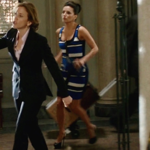 Karen Millen Blue Colorblock Striped Knit Bandage Style Bodycon Dress Size 1 XS - Picture 5 of 16